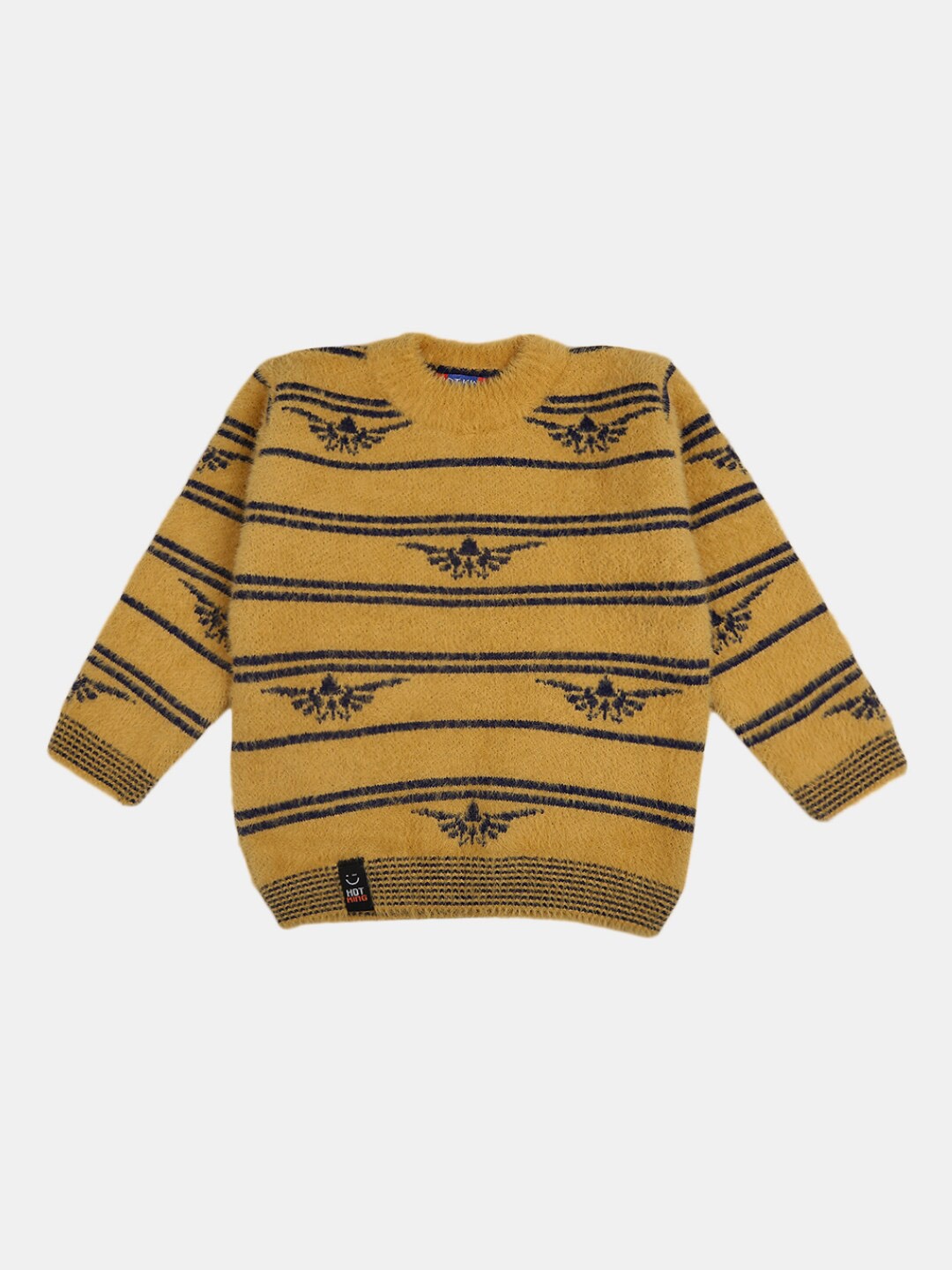 

V-Mart Kids Mustard & Navy Blue Printed Pure Cotton T-shirt with Pyjama