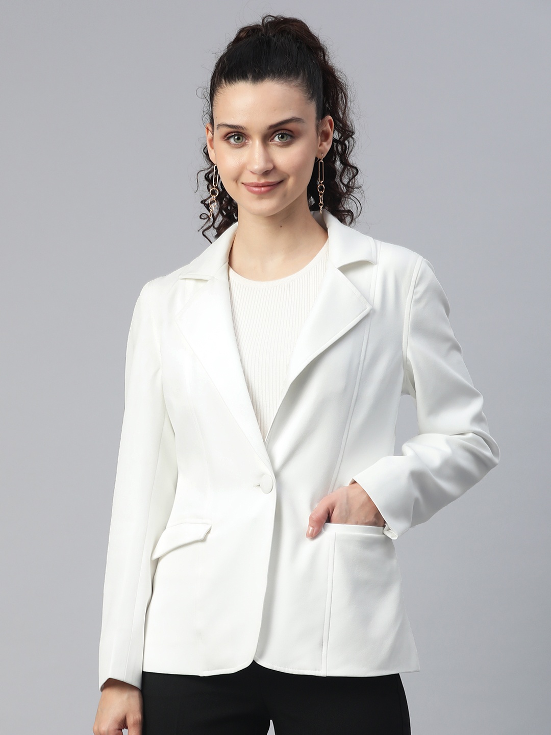 

PowerSutra Single Breasted Blazer, White