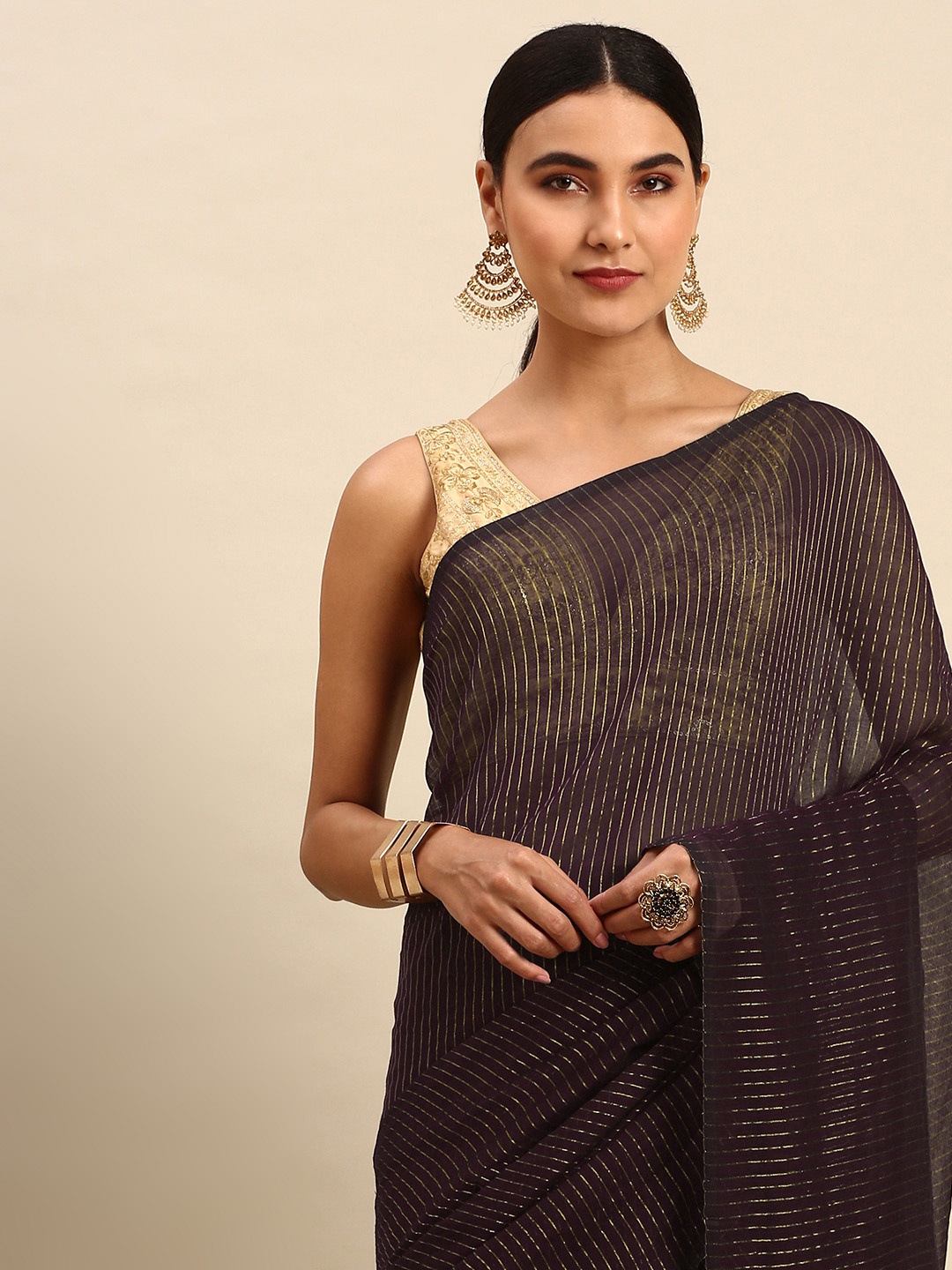 

WoodenTant Maroon Striped Pure Cotton Mangalagiri Saree