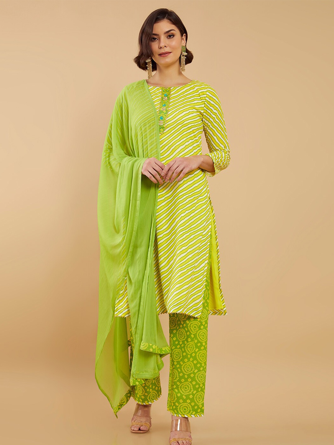 

Soch Yellow & Green Embroidered Unstitched Dress Material