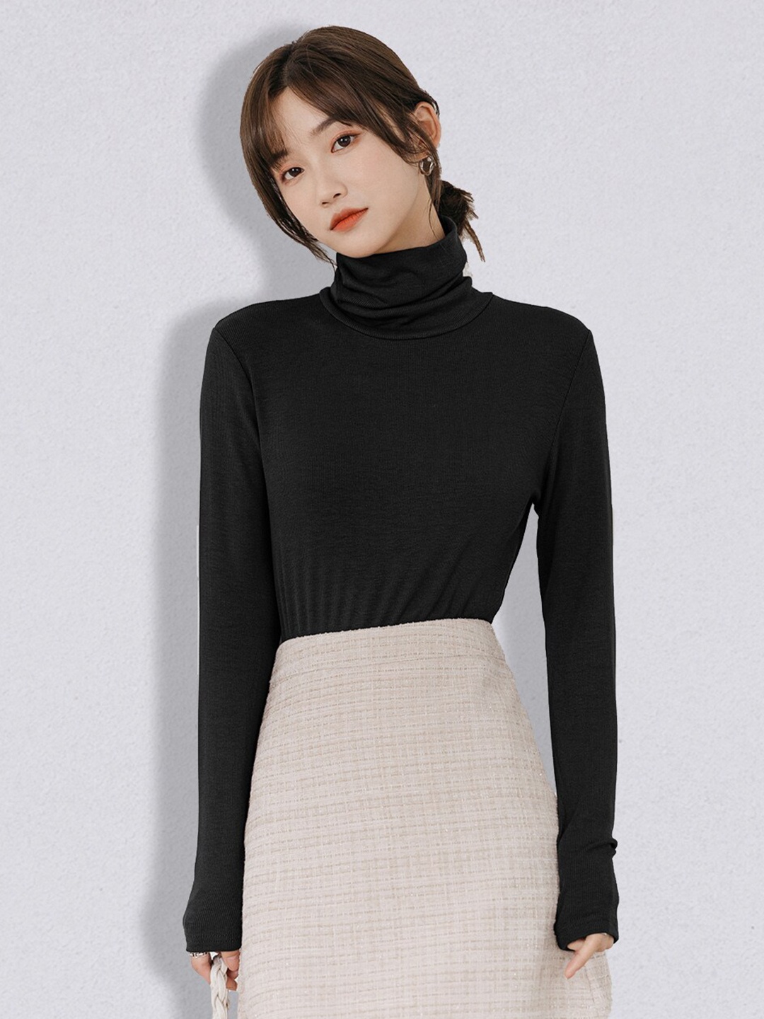 

JC Collection Women Black Solid Pullover