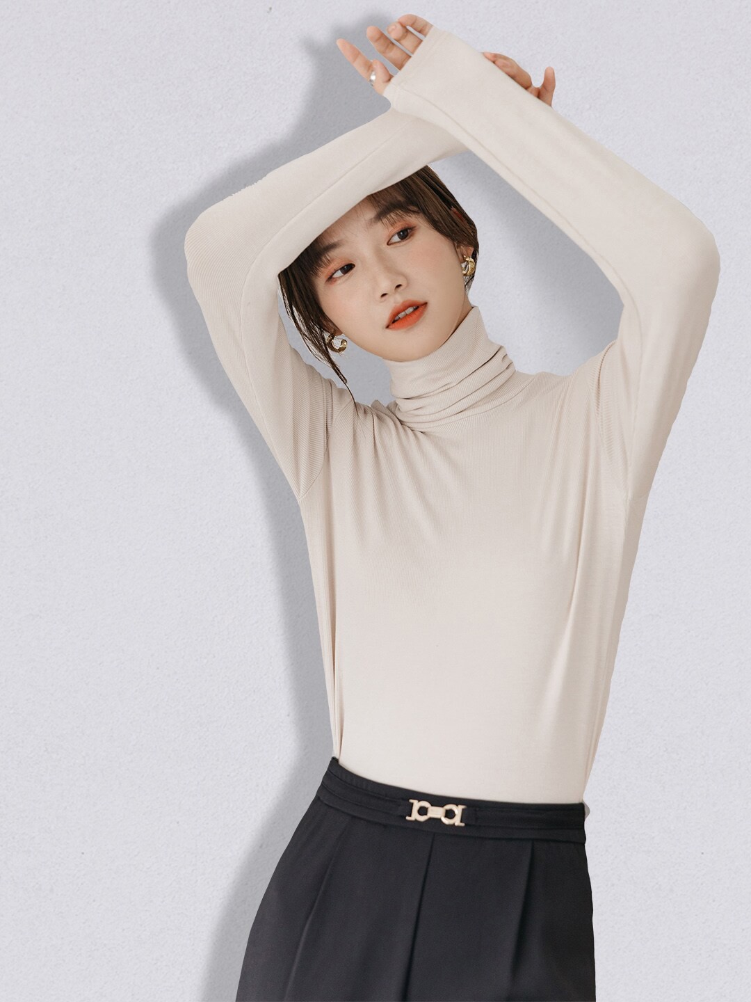 

JC Collection Women Beige Solid Pullover