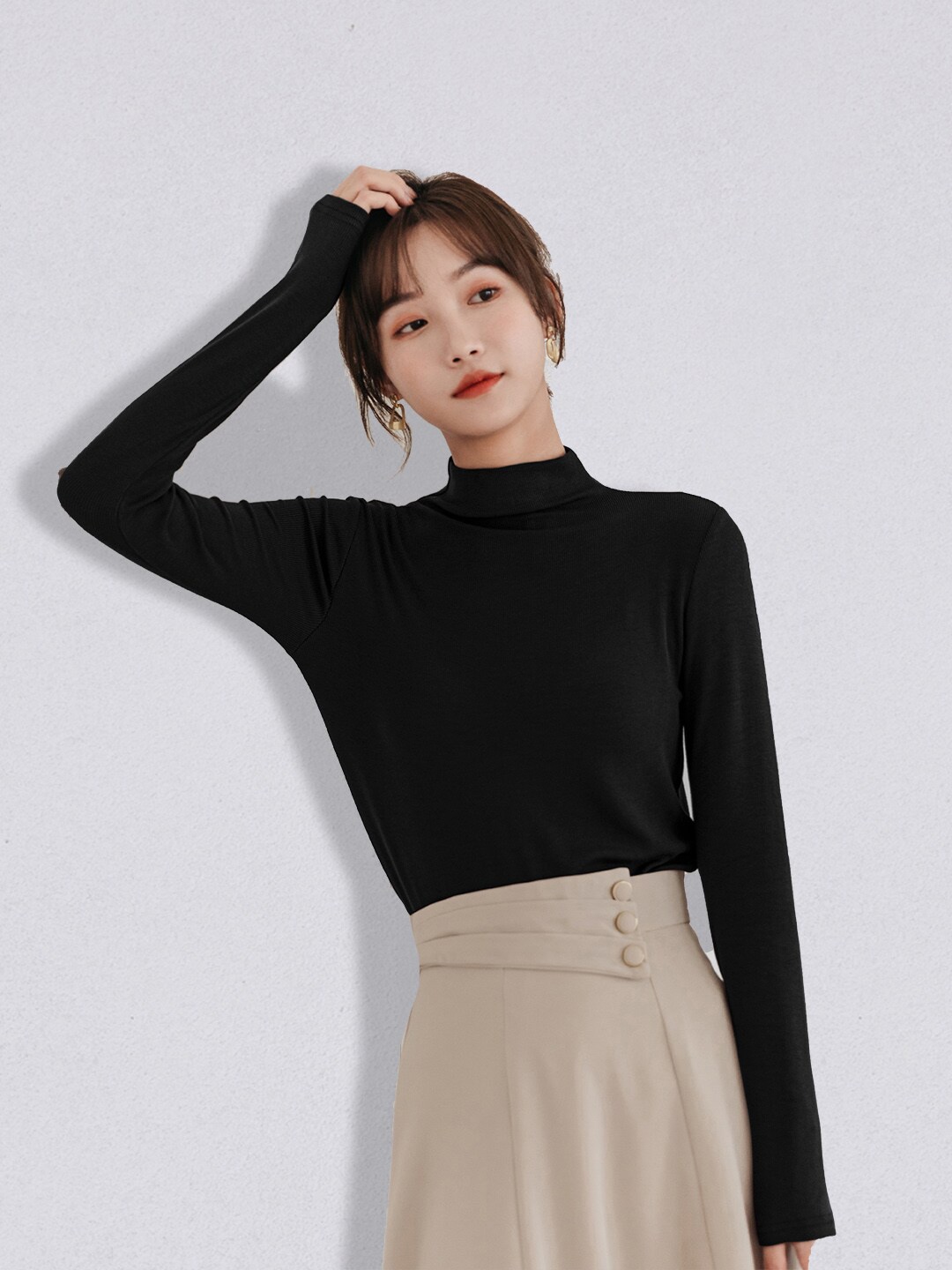 

JC Collection Women Black Solid Pullover