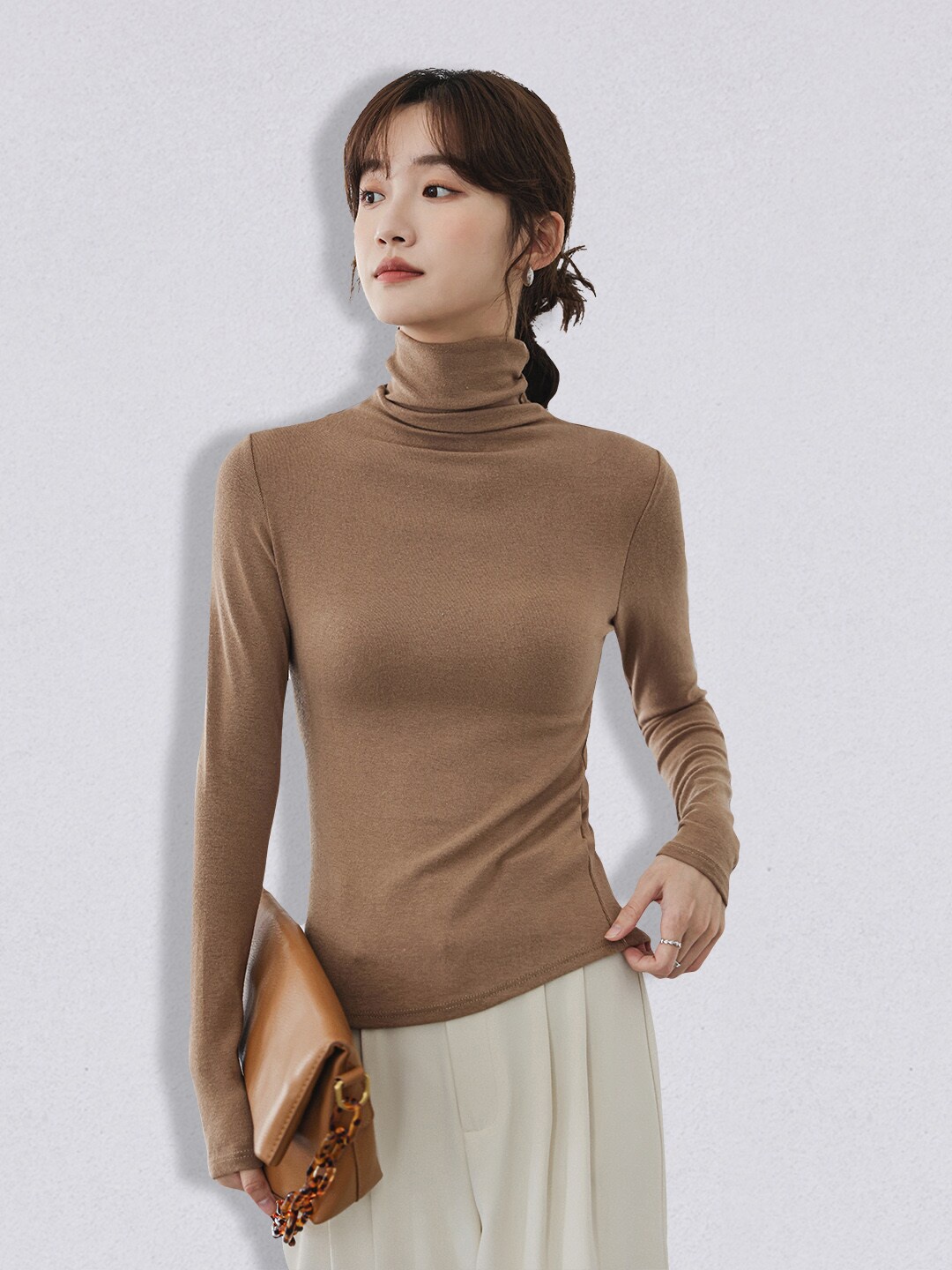 

JC Collection Women Coffee Brown Solid Pullover