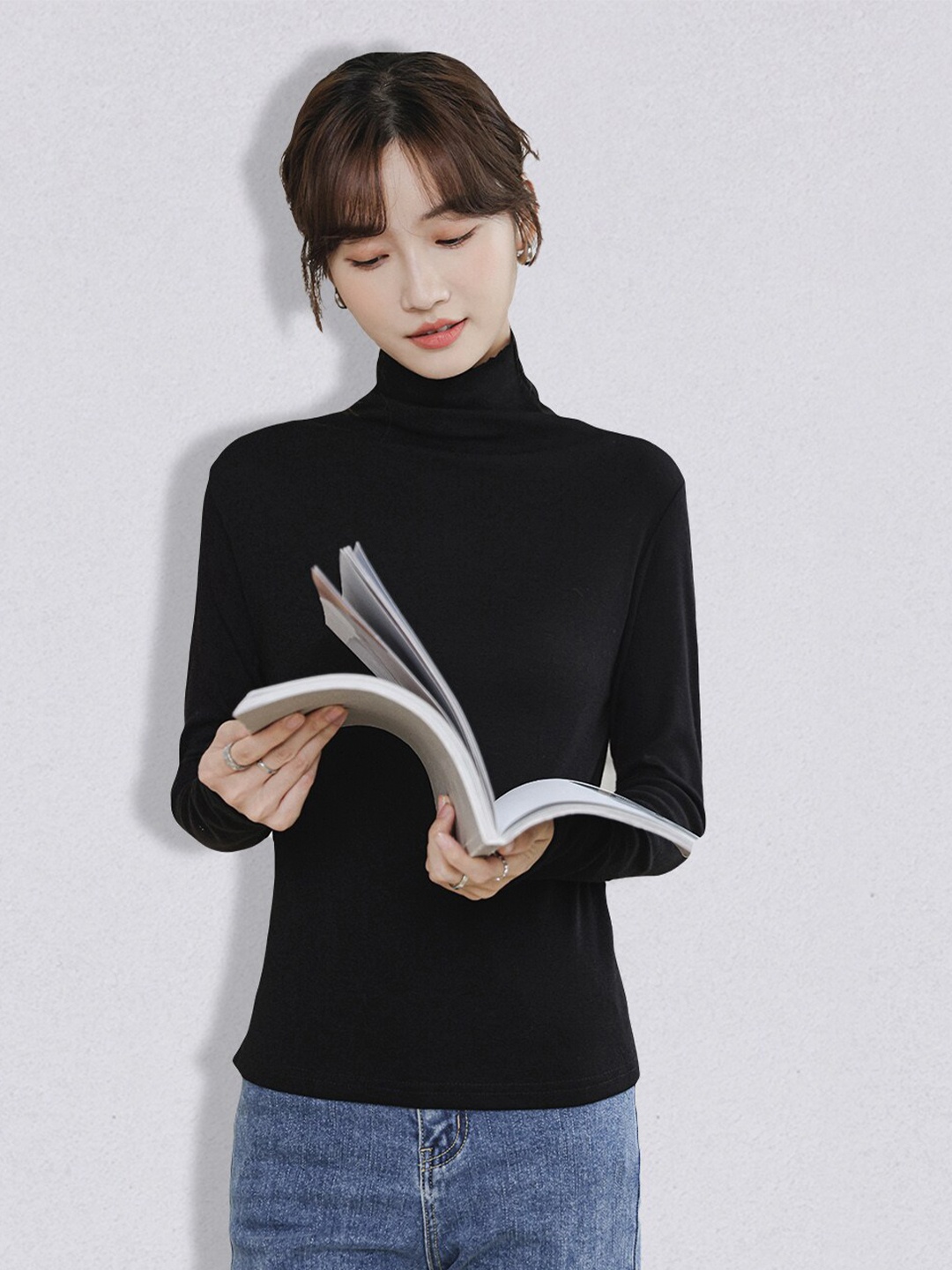 

JC Collection Women Black Solid Pullover
