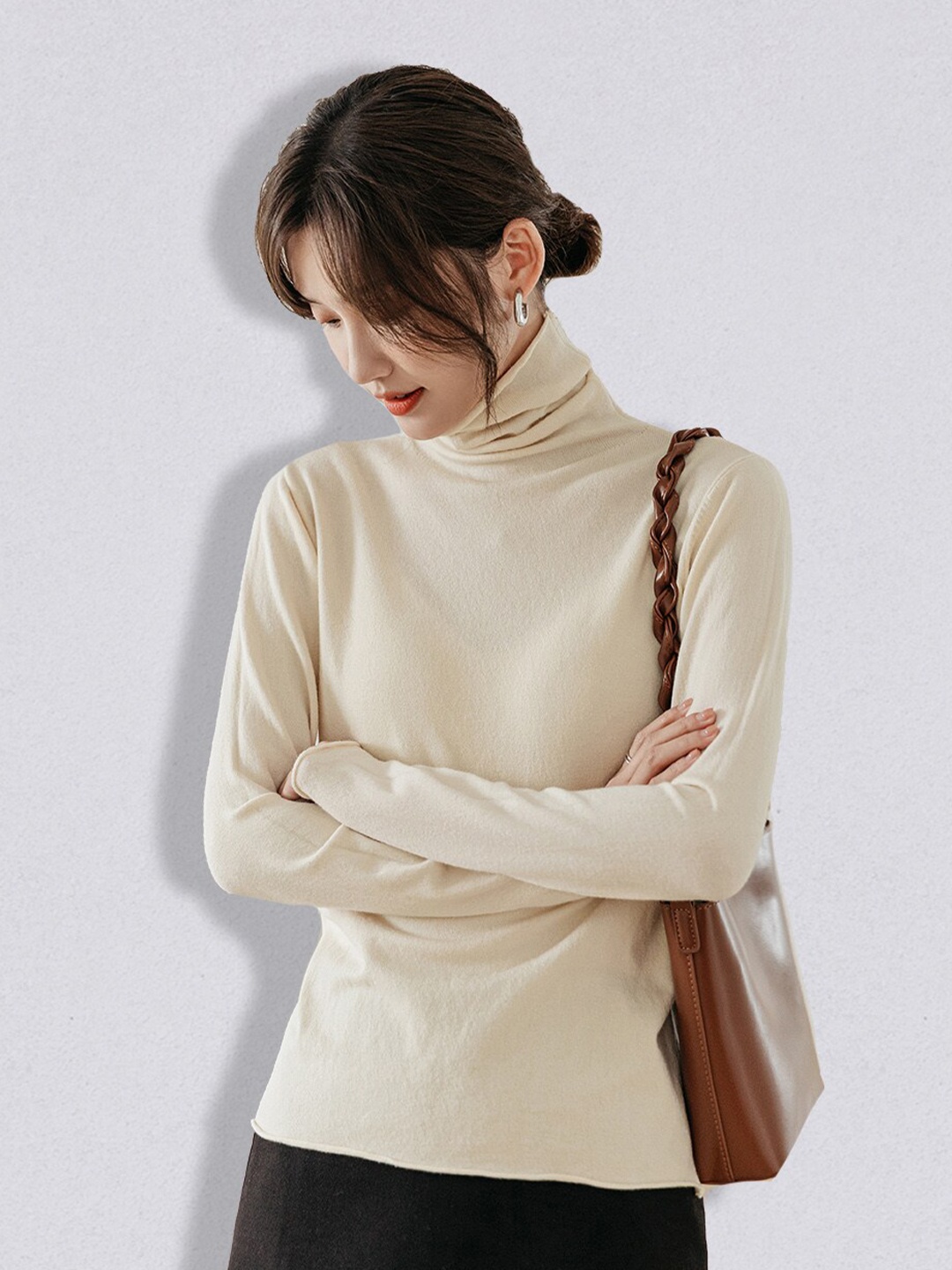 

JC Collection Women Beige Solid Pullover