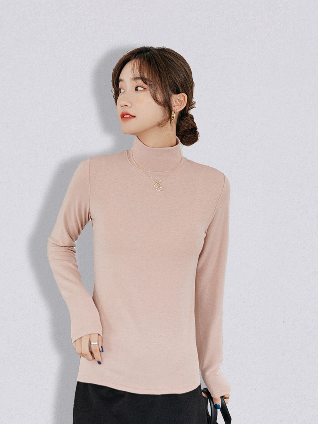 

JC Collection Women Khaki Solid Pullover