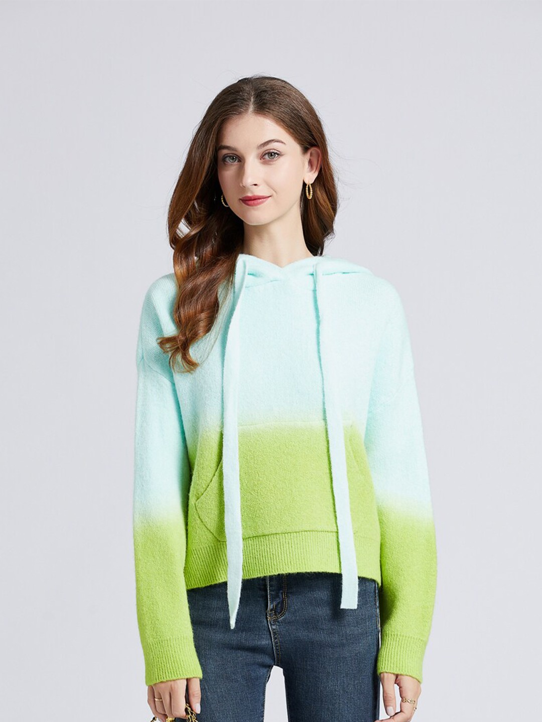 

JC Collection Women Green & Blue Colourblocked Pullover