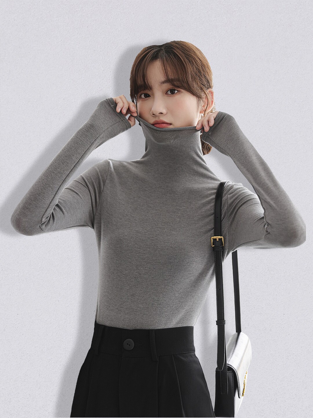 

JC Collection Women Grey Solid Pullover