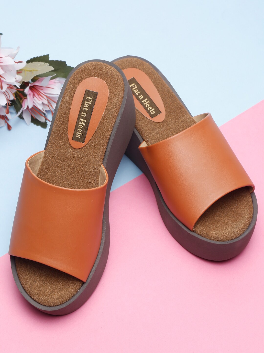 

Flat n Heels Tan Open Toe Wedge Heels