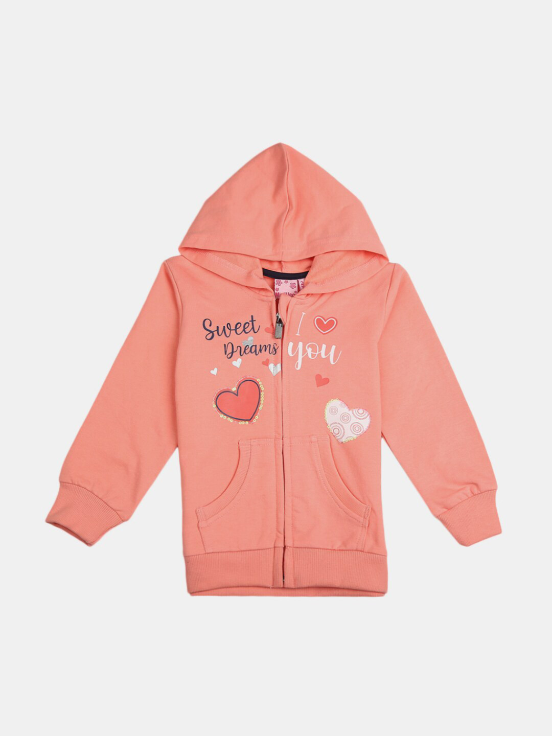 

V-Mart Kids Peach-Coloured & Black Printed Pure Cotton T-shirt with Pyjamas