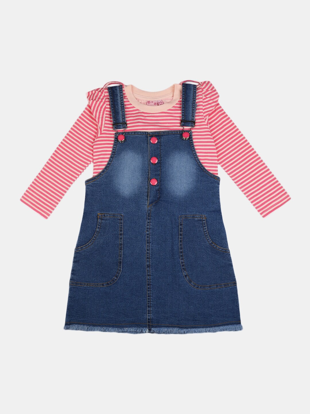 

V-Mart Unisex Kids Blue & Pink Printed Pure Cotton T-shirt with Pyjamas