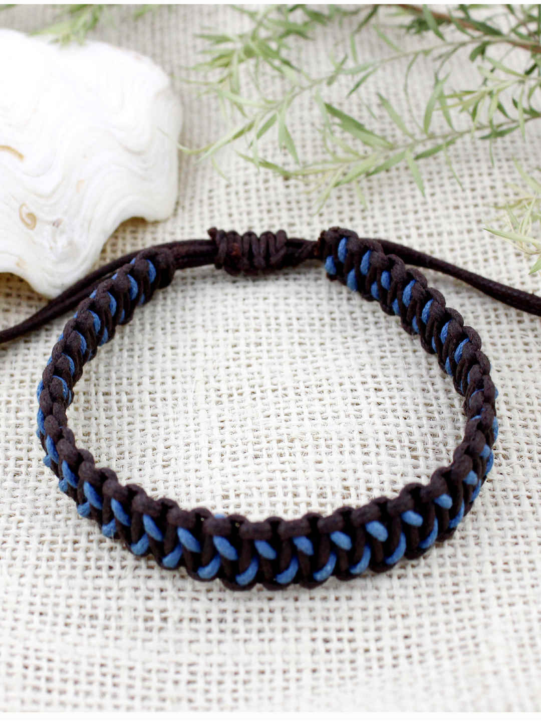

Runway Ritual Men Black & Blue Wraparound Bracelet