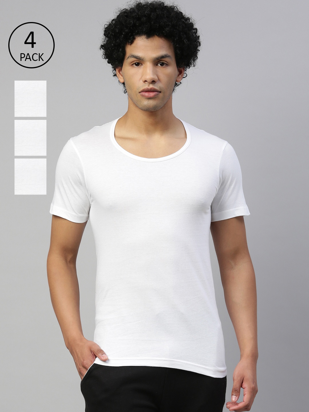 

DIXCY SCOTT MAXIMUS Men White Pack of 4 Cotton Innerwear Vests