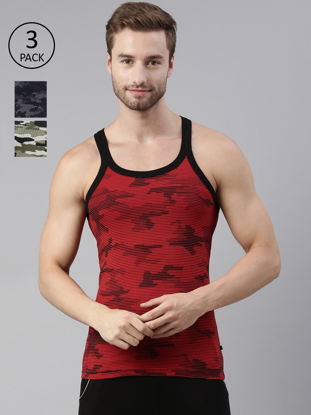 

DIXCY SCOTT MAXIMUS Men Pack Of 3 Smart Wash Technology Advance Moisture Gym Vest, Assorted