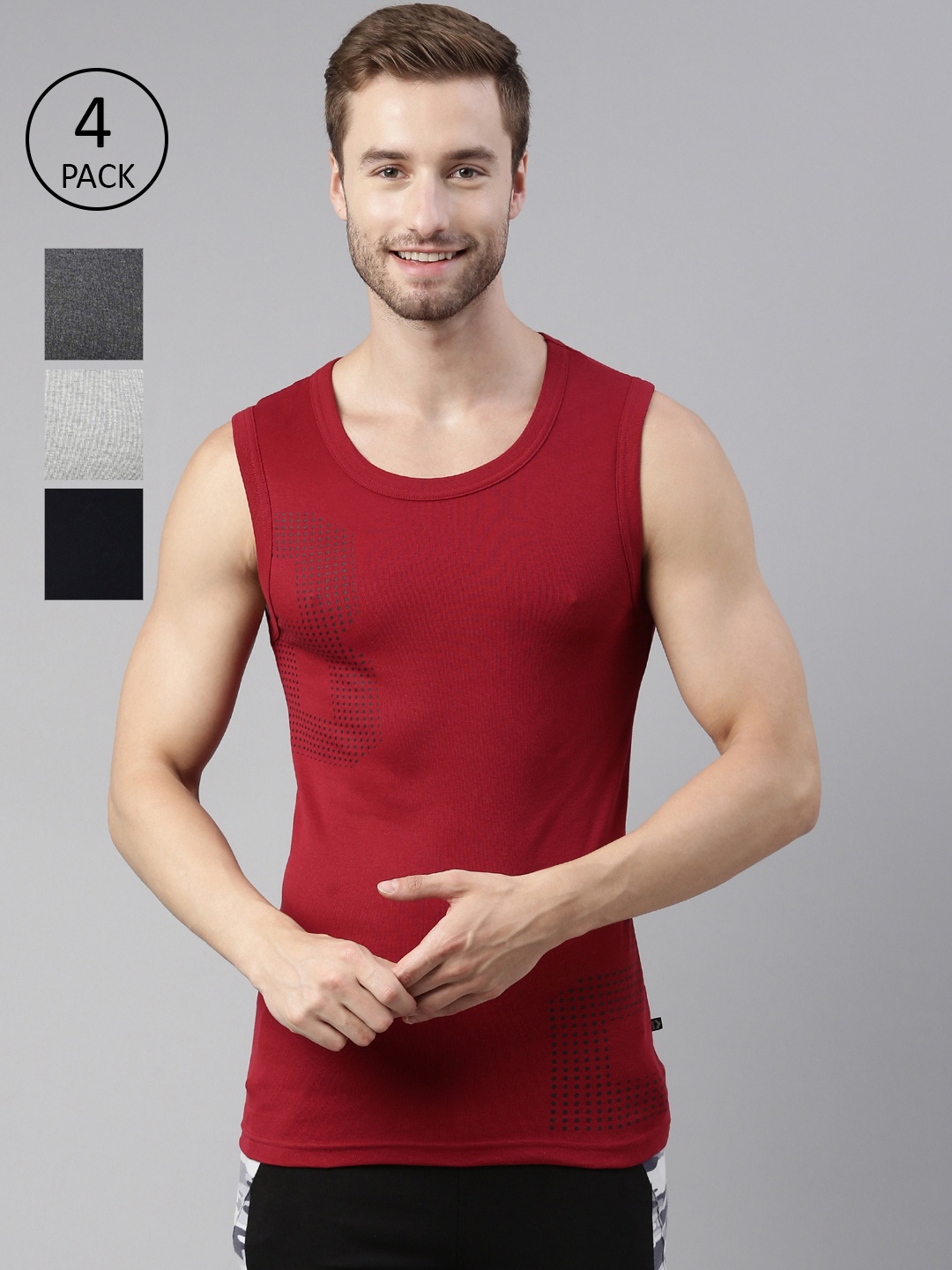 

DIXCY SCOTT MAXIMUS Men Pack Of 4 Smart Wash Technology Advance Moisture Vest, Assorted