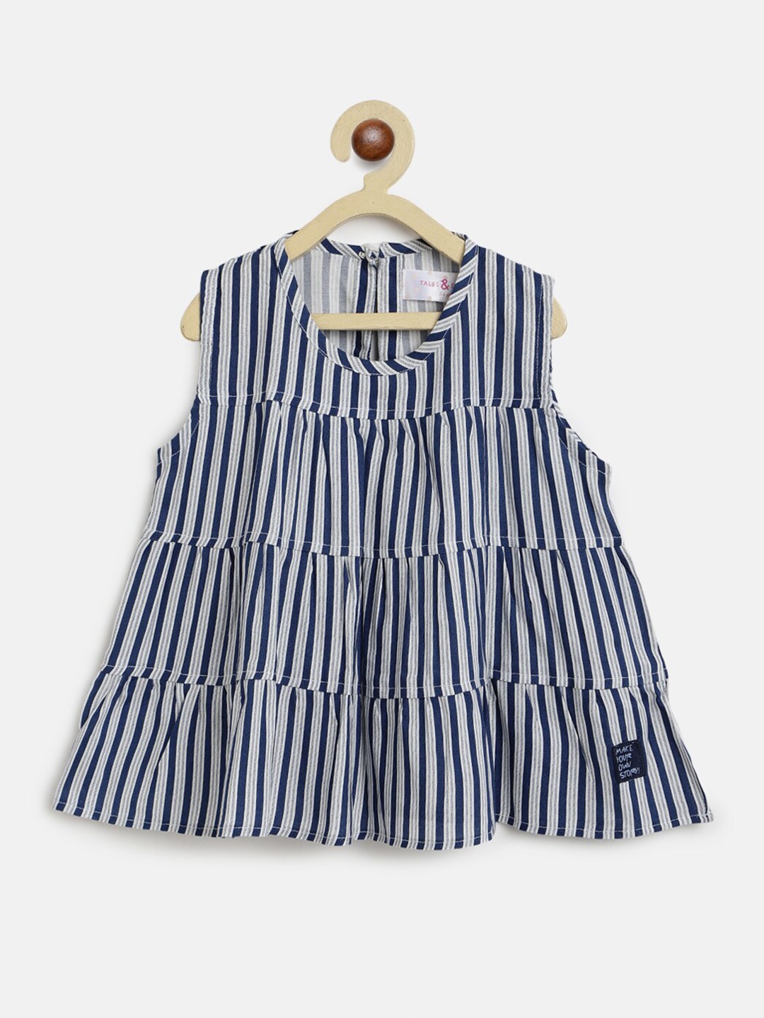 

TALES & STORIES Navy Blue Striped A-Line Dress