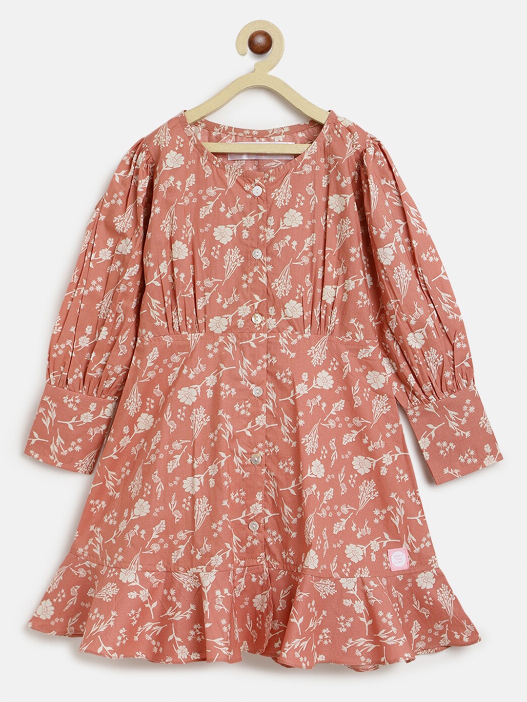

TALES & STORIES Girls Floral Printed Dress, Peach