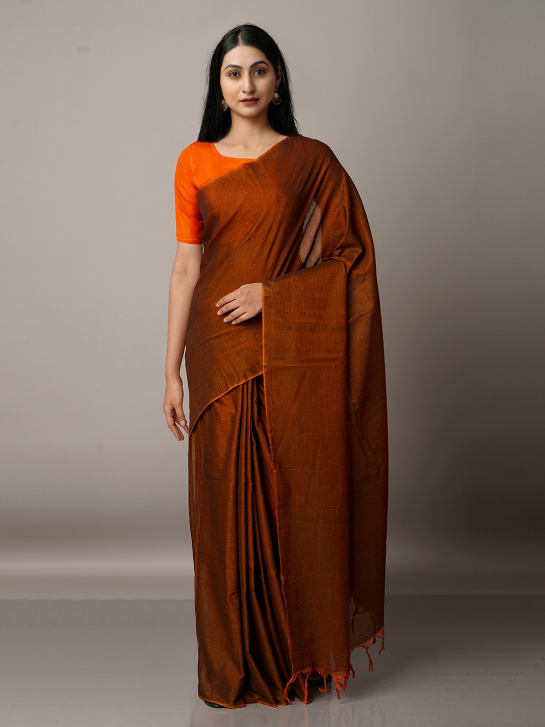 

Unnati Silks Brown Pure Cotton Narayan Peth Saree