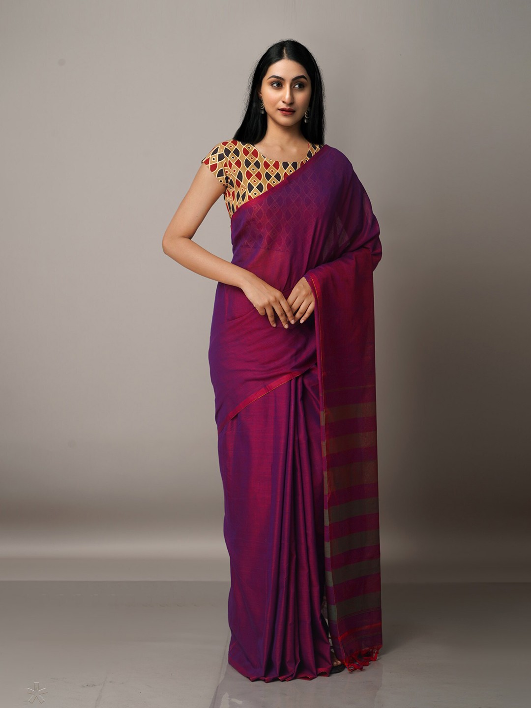 

Unnati Silks Purple & Red Pure Cotton Narayan Peth Saree