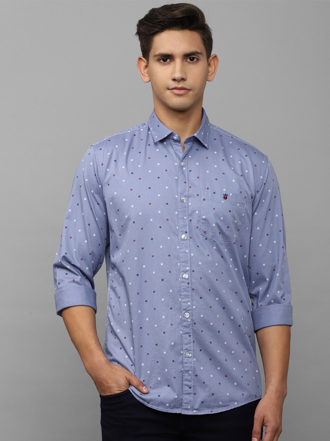 

Louis Philippe Jeans Slim Fit Printed Cotton Casual Shirt, Blue