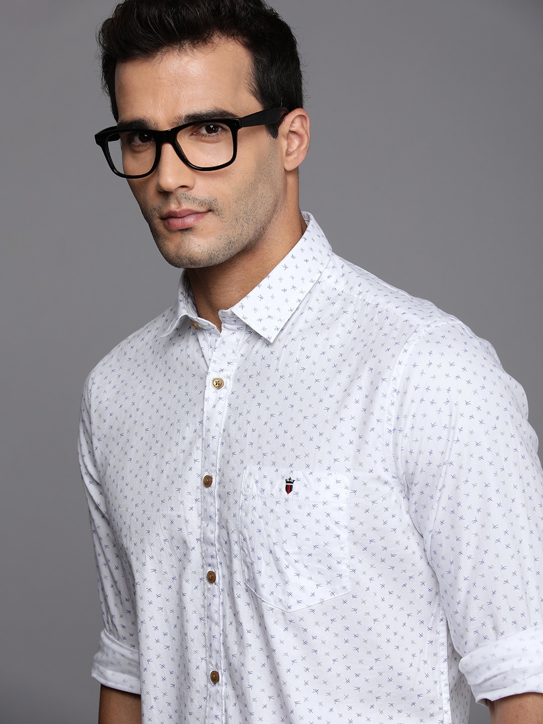 

Louis Philippe Jeans Men Printed Slim Fit Pure Cotton Casual Shirt, White
