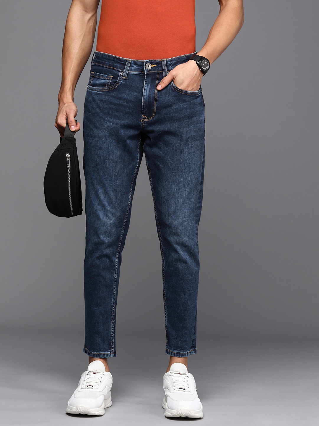 

Louis Philippe Jeans Men Smart Fit Low-Rise Light Fade Stretchable Jeans, Blue
