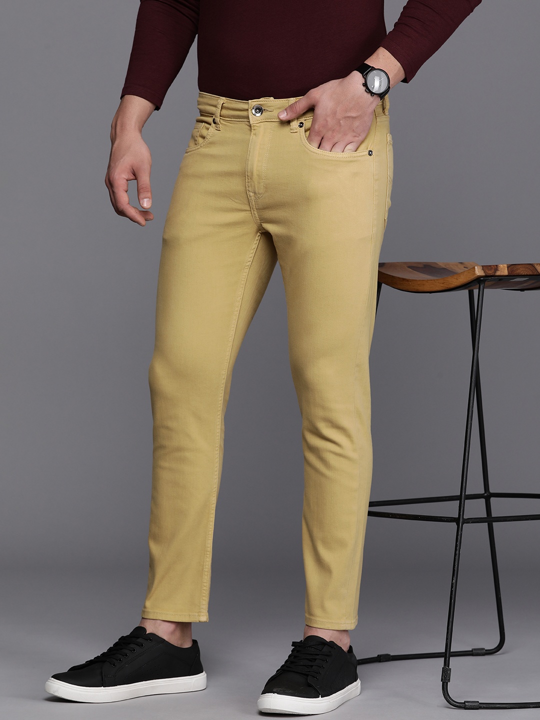 

Louis Philippe Jeans Men Slim Fit Low-Rise Stretchable Jeans, Mustard