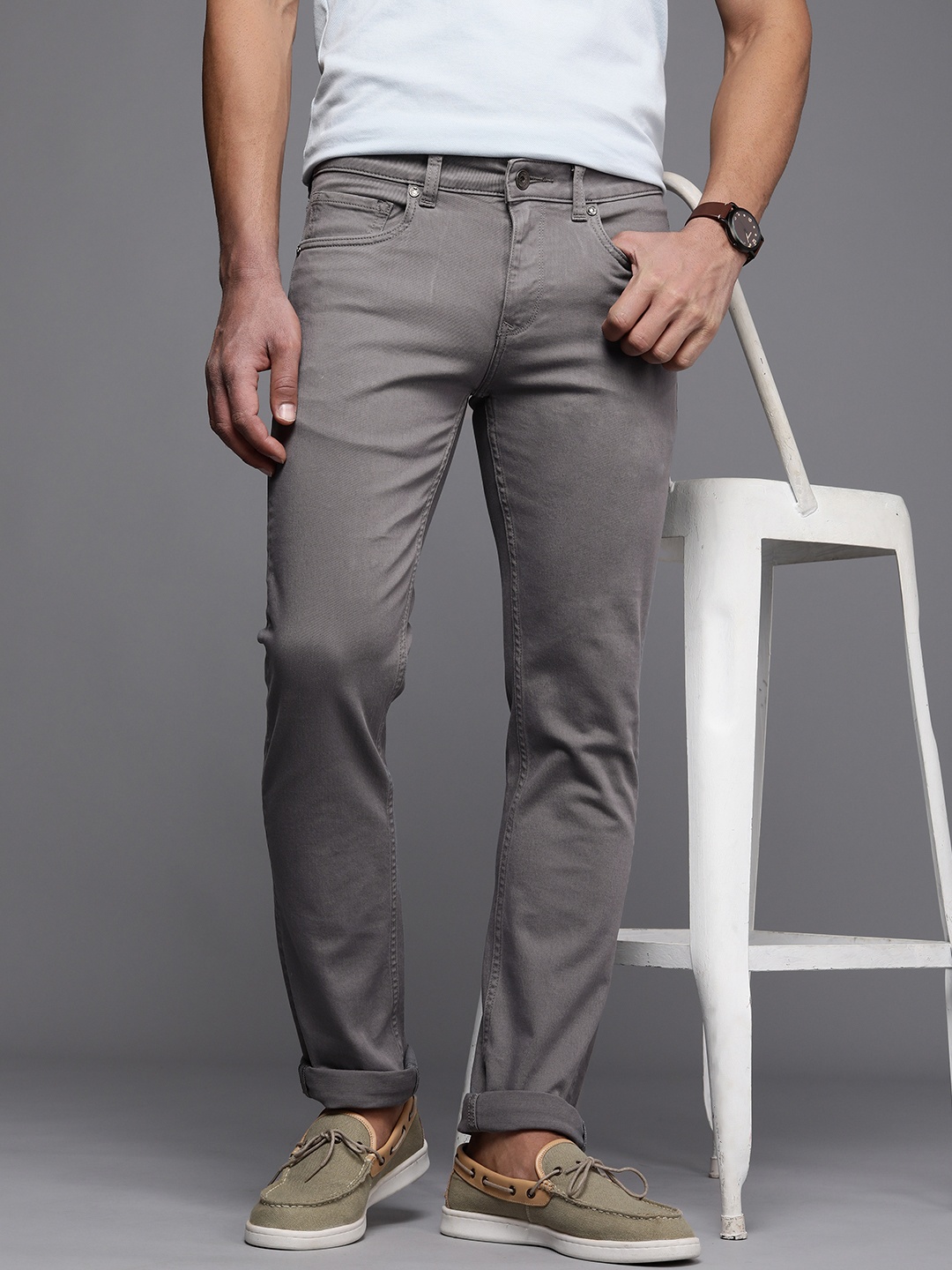 

Louis Philippe Jeans Men Grey Slim Fit Low-Rise Stretchable Jeans