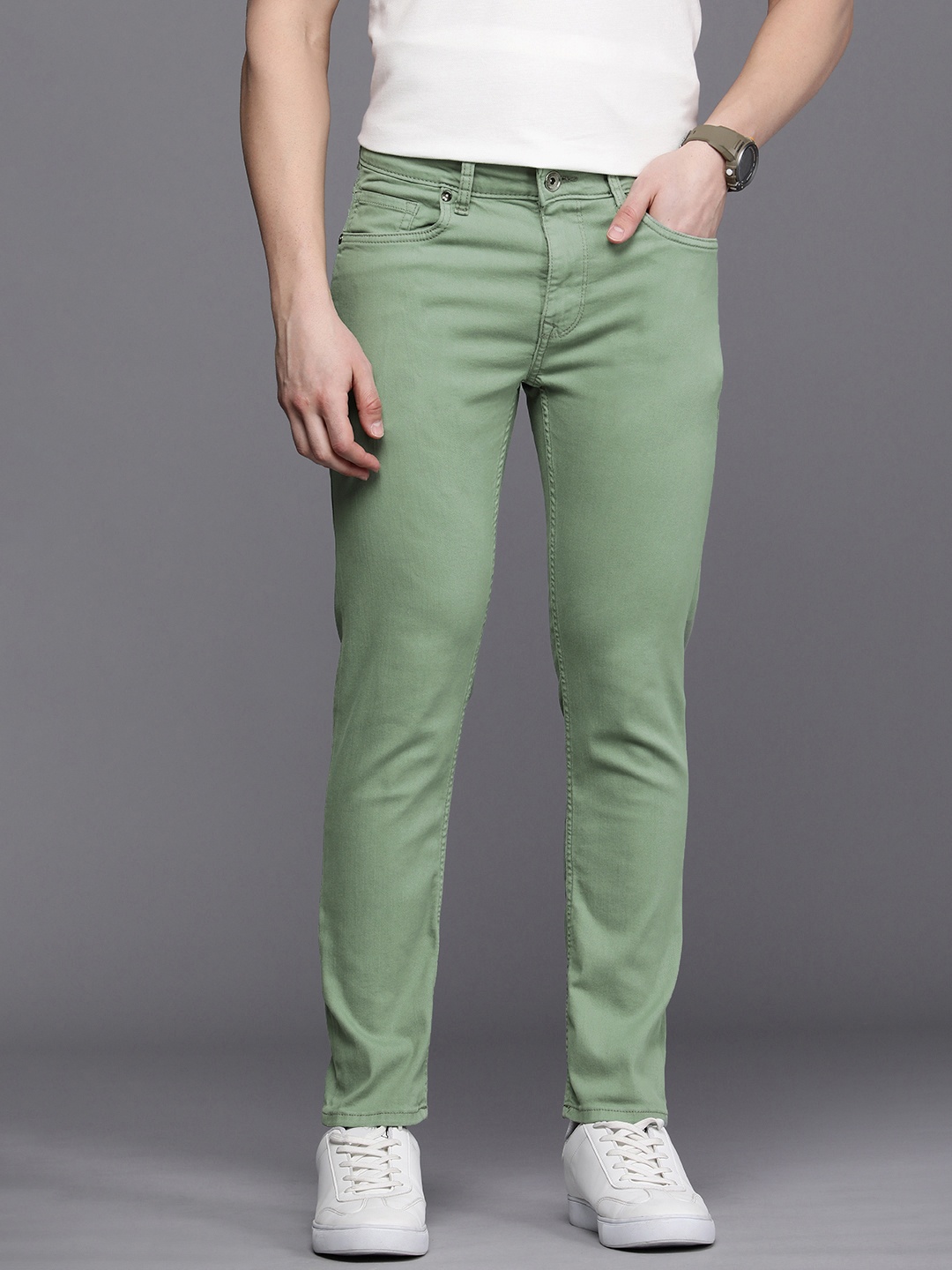 

Louis Philippe Jeans Men Slim Fit Low-Rise Stretchable Jeans, Green