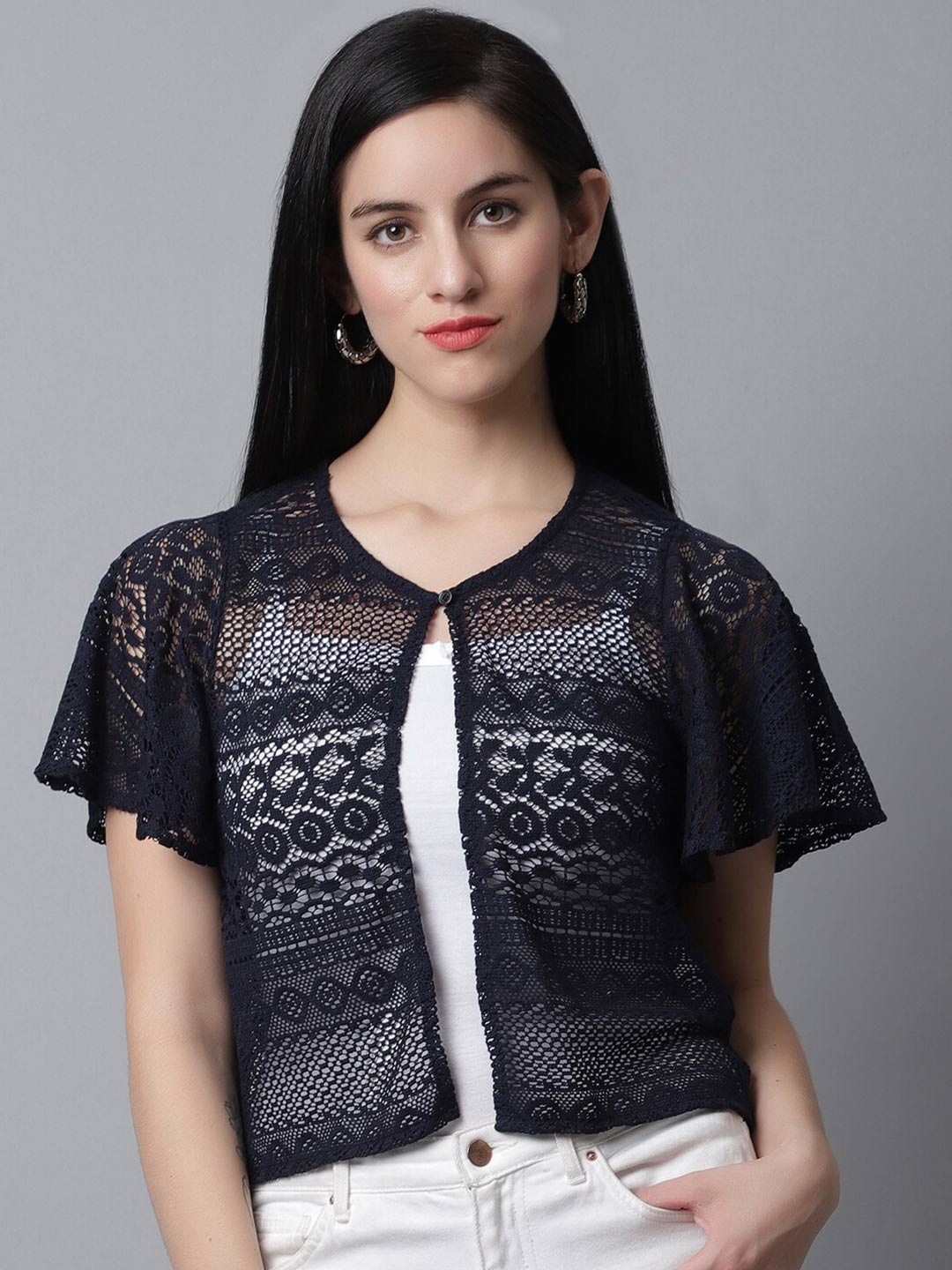 

Rute Women Black Crop Button Shrug