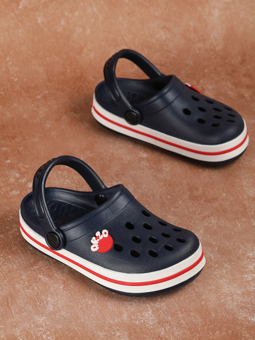 

ABROS Unisex Kids Navy Blue & White Rubber Clogs