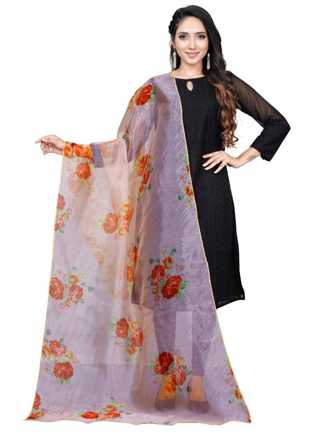 

TORONFRAS White Printed Organza Dupatta