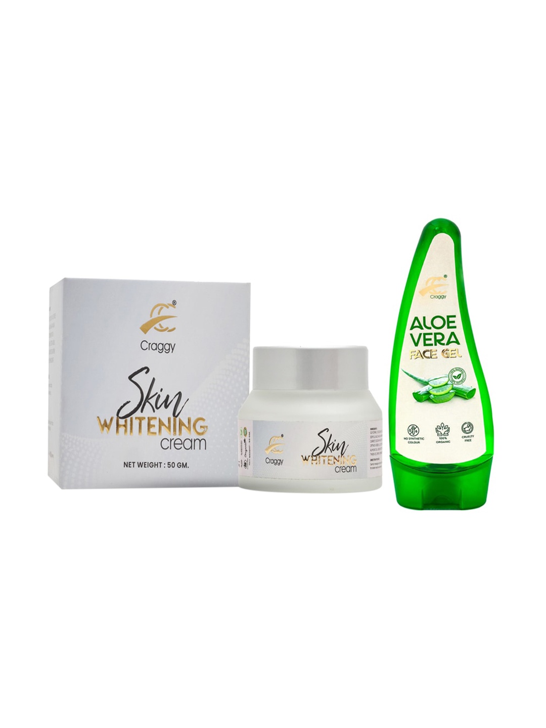 

Craggy Cosmetic Skin Whitening Cream & Aloe Vera face Gel, Green