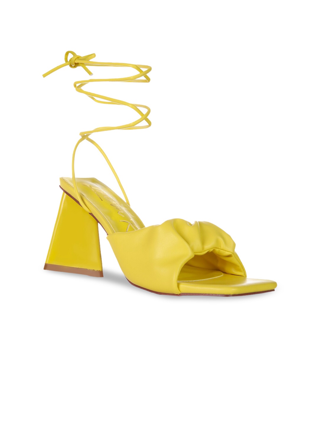 

London Rag Yellow PU High-Top Block Heels