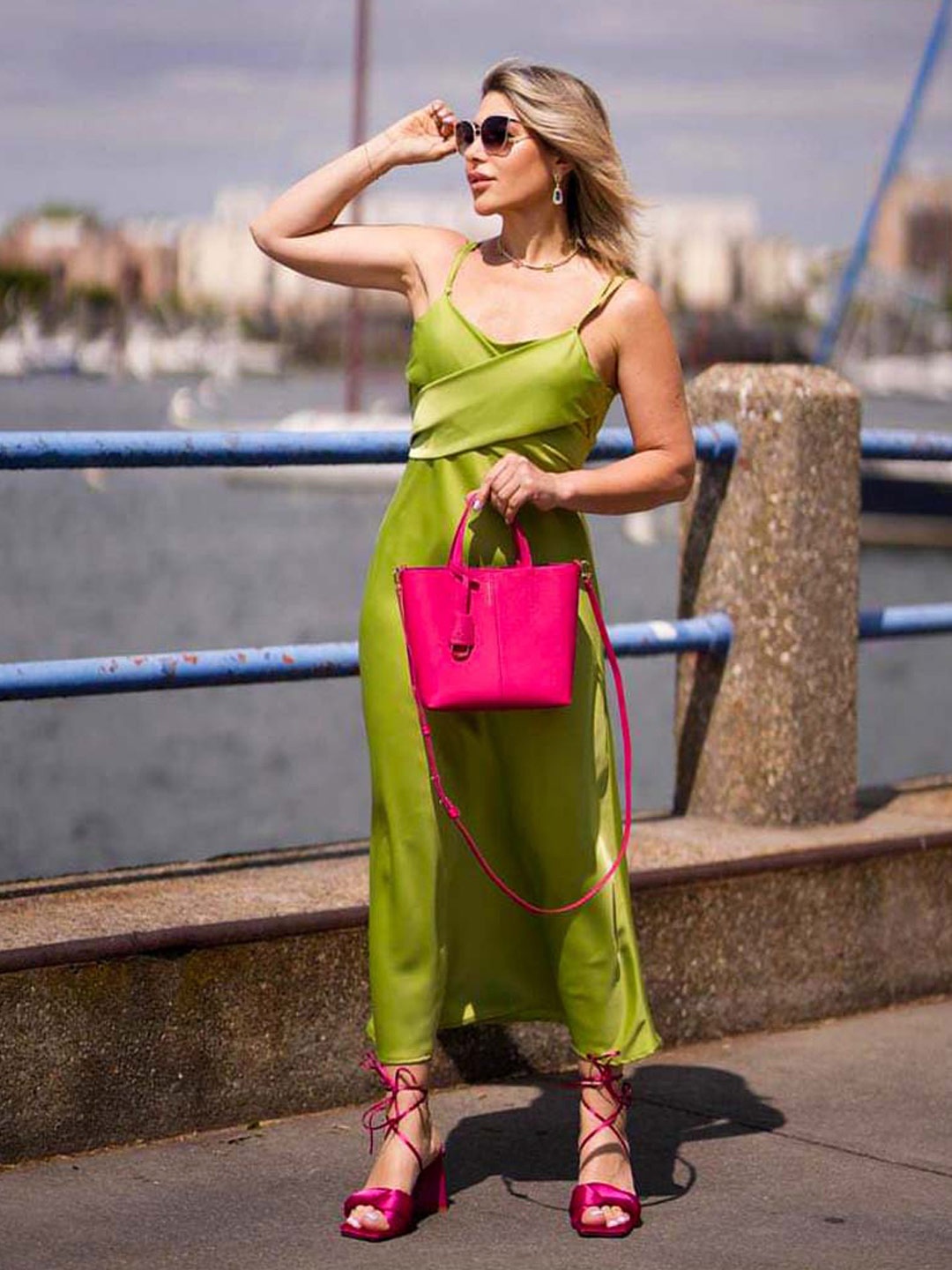 

London Rag Pink Party Solid Block Gladiators Heels