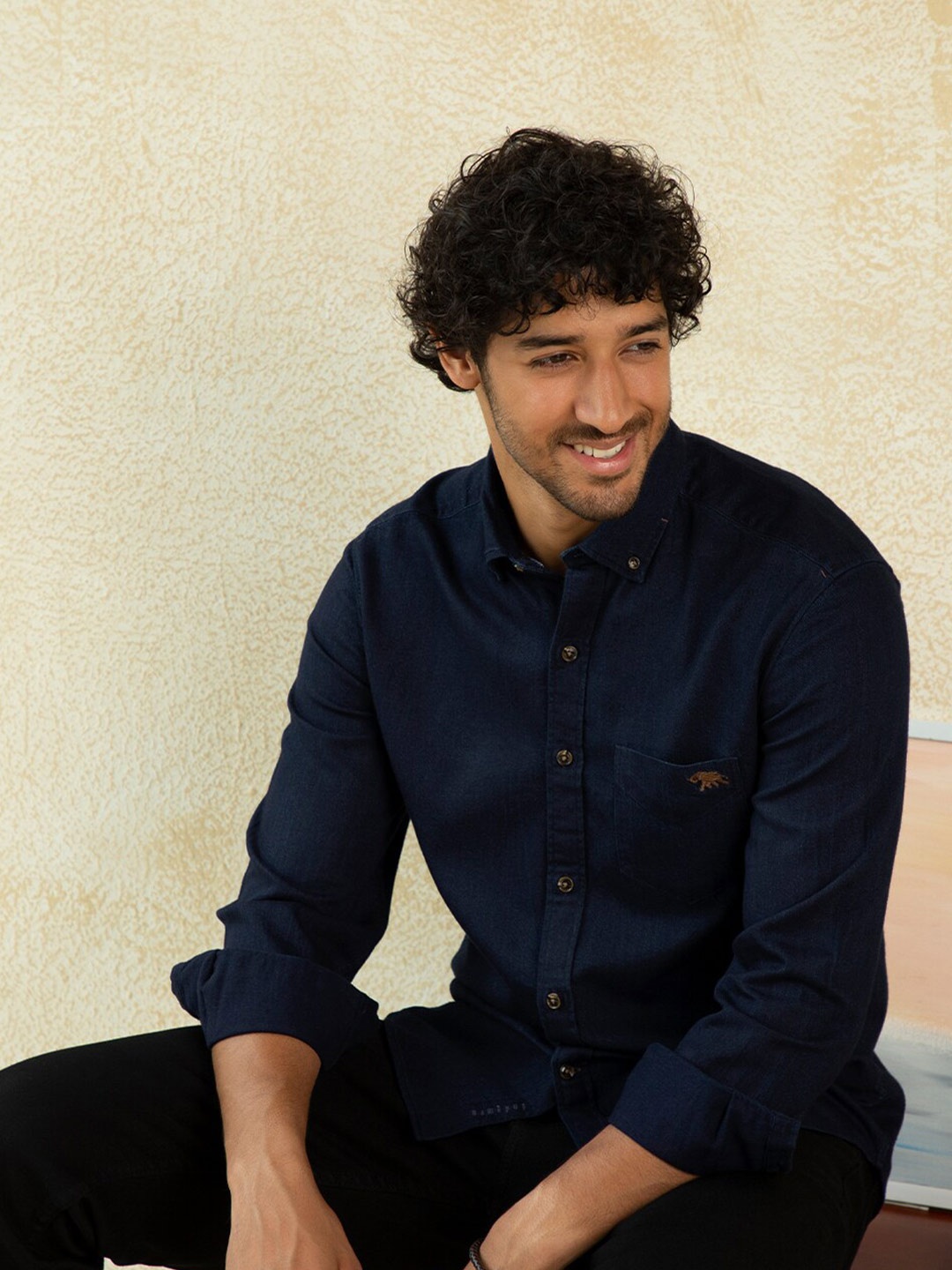 

Andamen Men Blue Classic Slim Fit Cotton Casual Shirt