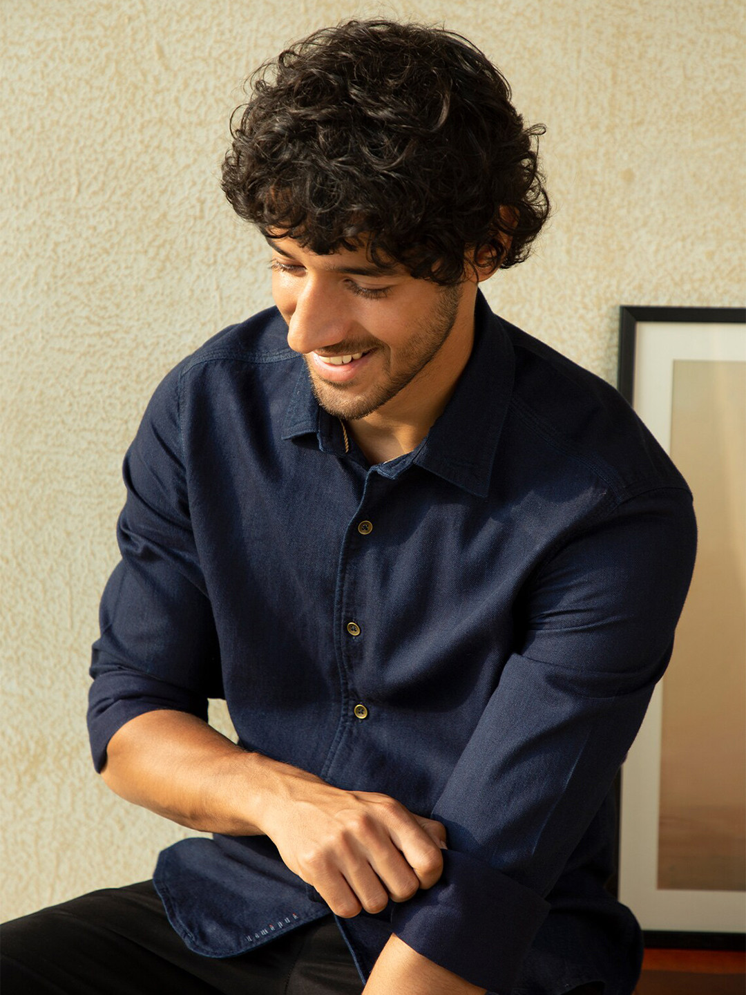 

Andamen Men Blue Classic Cotton Casual Shirt