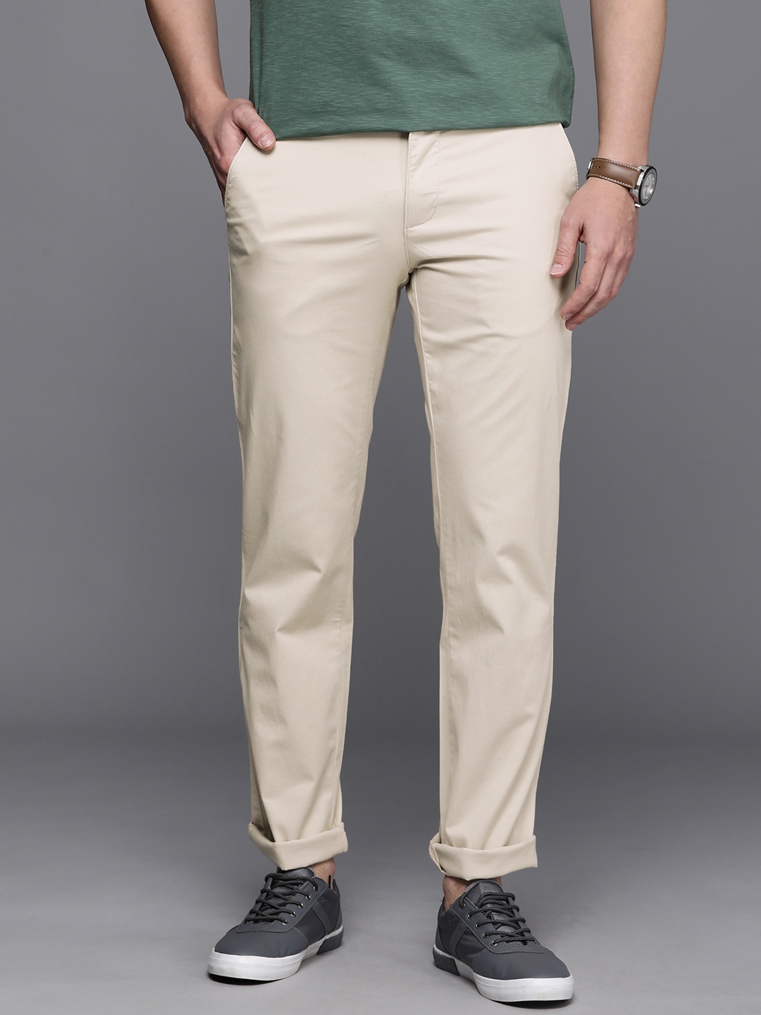 

Louis Philippe Sport Men Slim Fit Trousers, Beige