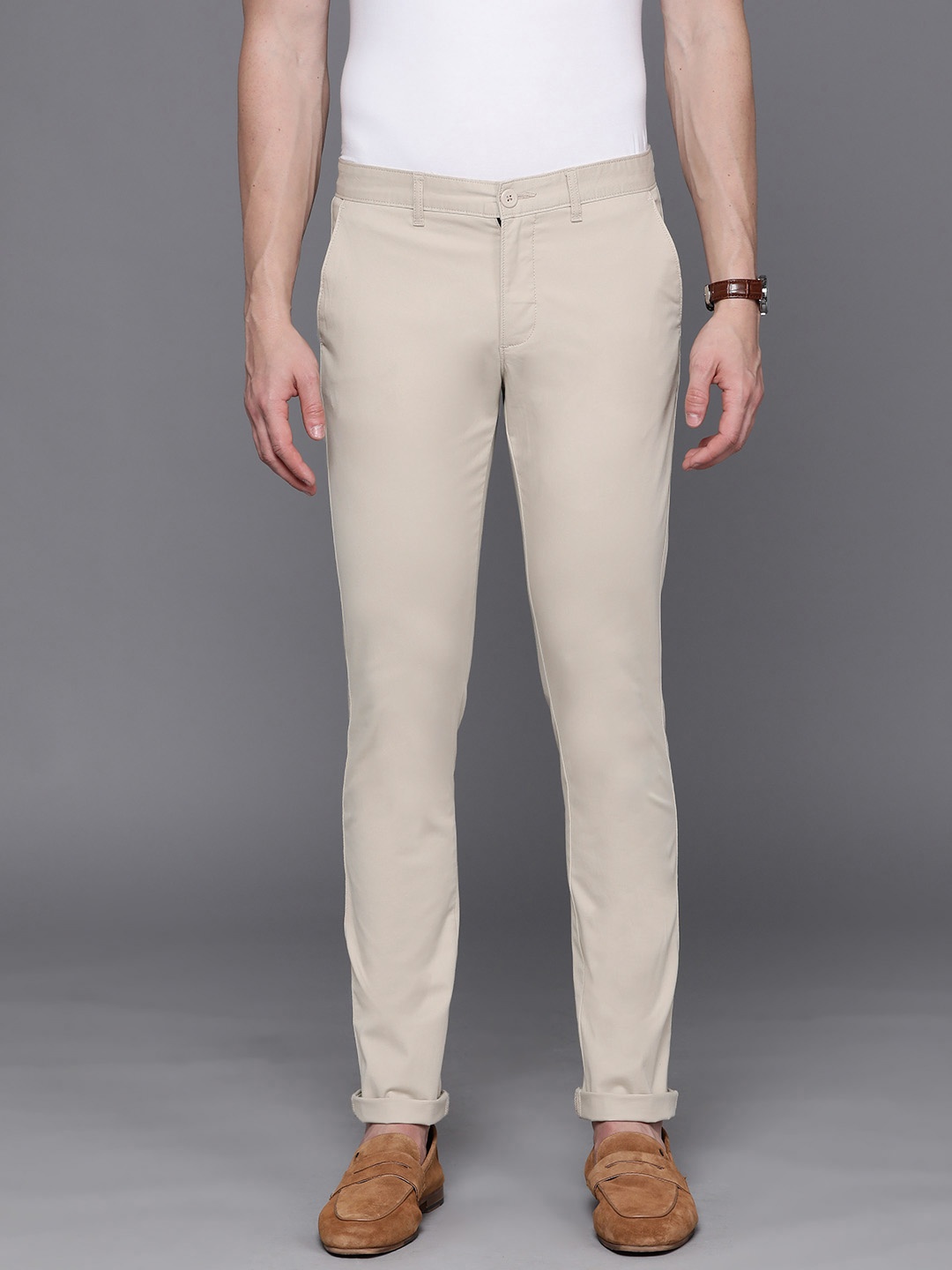 

Louis Philippe Sport Men Regular Fit Chinos Trousers, Beige