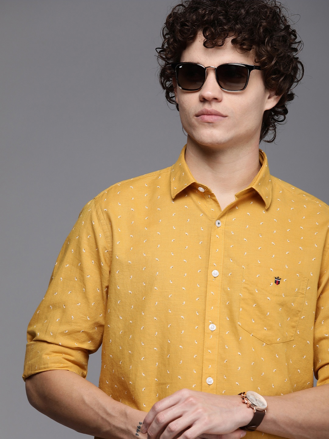 

Louis Philippe Sport Slim Fit Printed Casual Shirt, Yellow