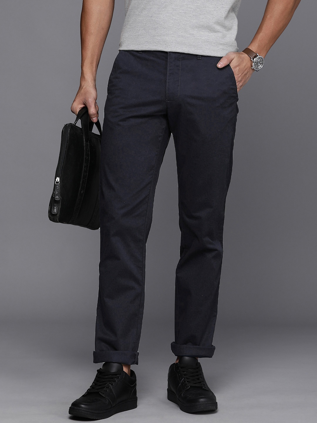 

Louis Philippe Sport Men Slim Fit Trousers, Navy blue