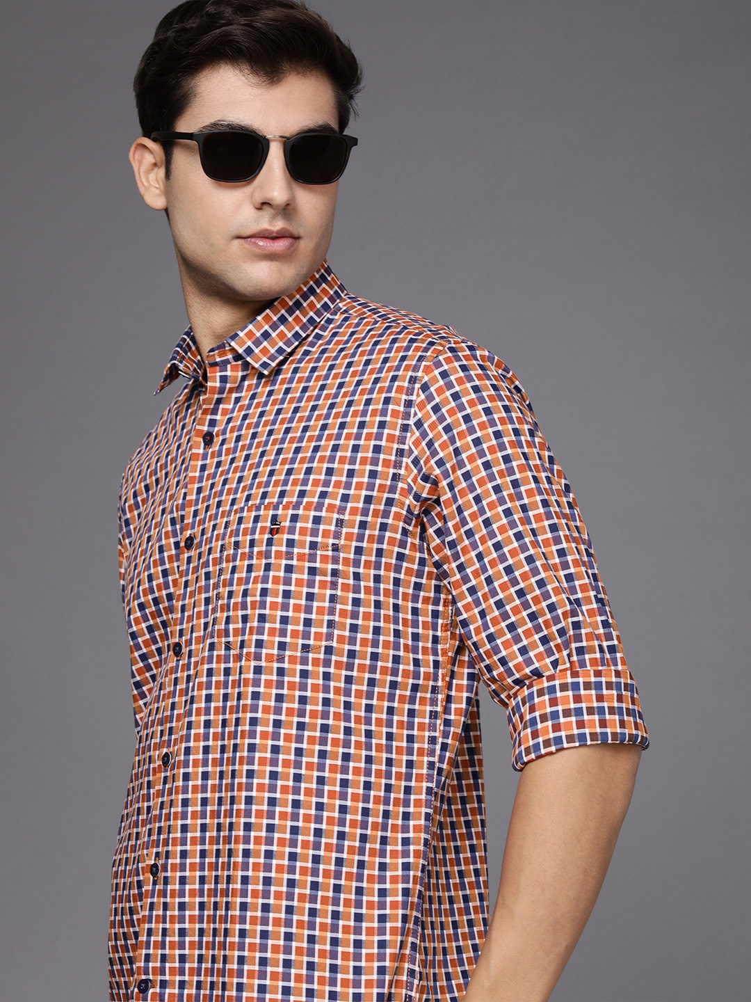 

Louis Philippe Sport Men Multicoloured Slim Fit Checked Pure Cotton Casual Shirt, Multi