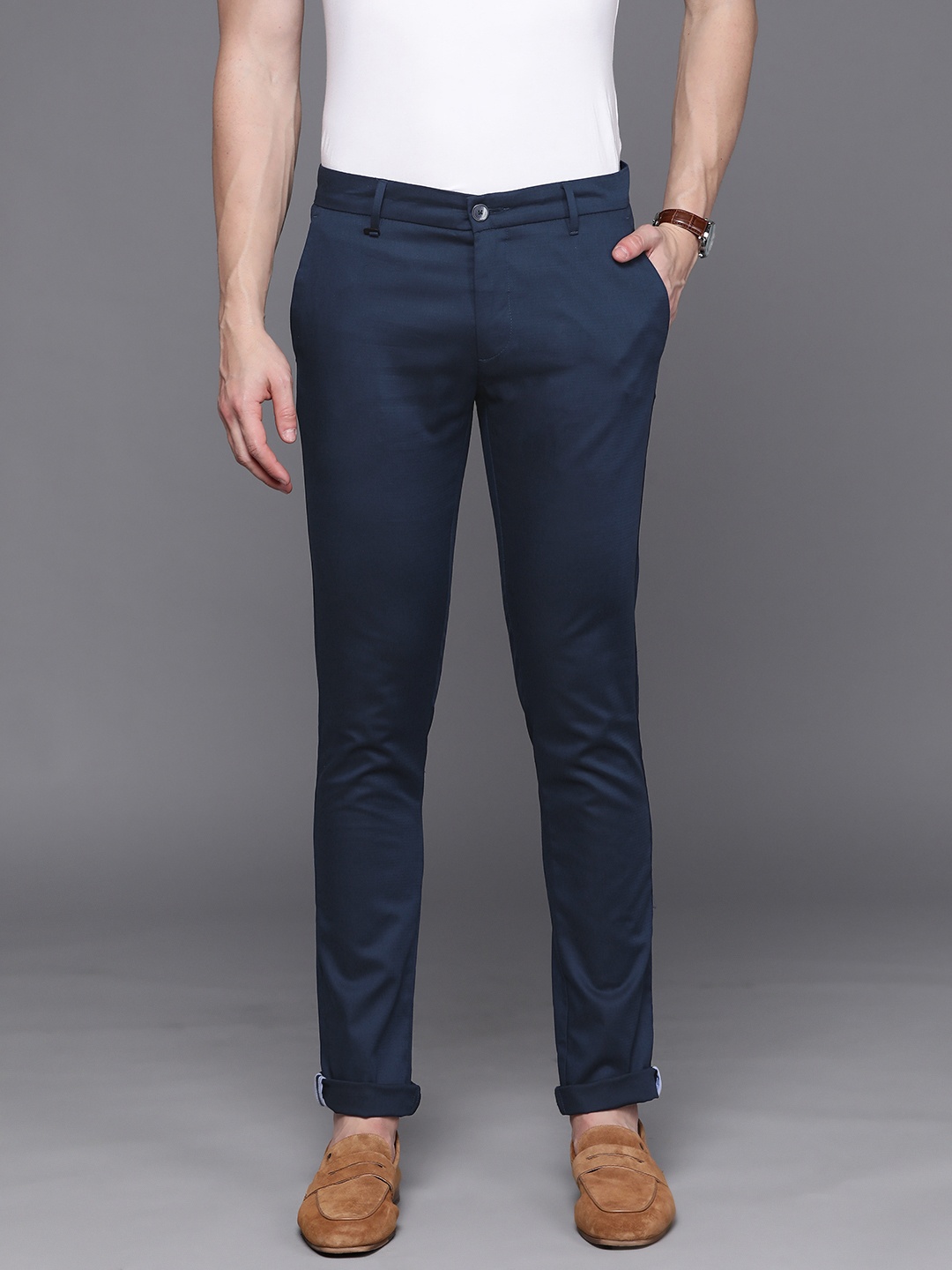 

Louis Philippe Sport Men Super Slim Fit Trousers, Navy blue