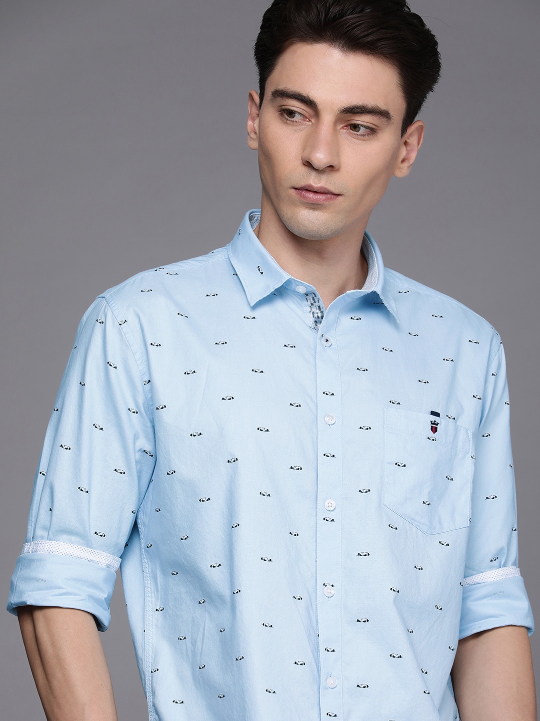 

Louis Philippe Sport Men Slim Fit Printed Pure Cotton Casual Shirt, Blue