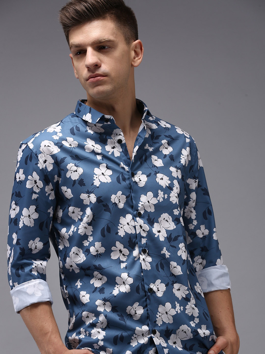 

SHOWOFF Men Blue Comfort Floral Printed Cotton Casual Shirt