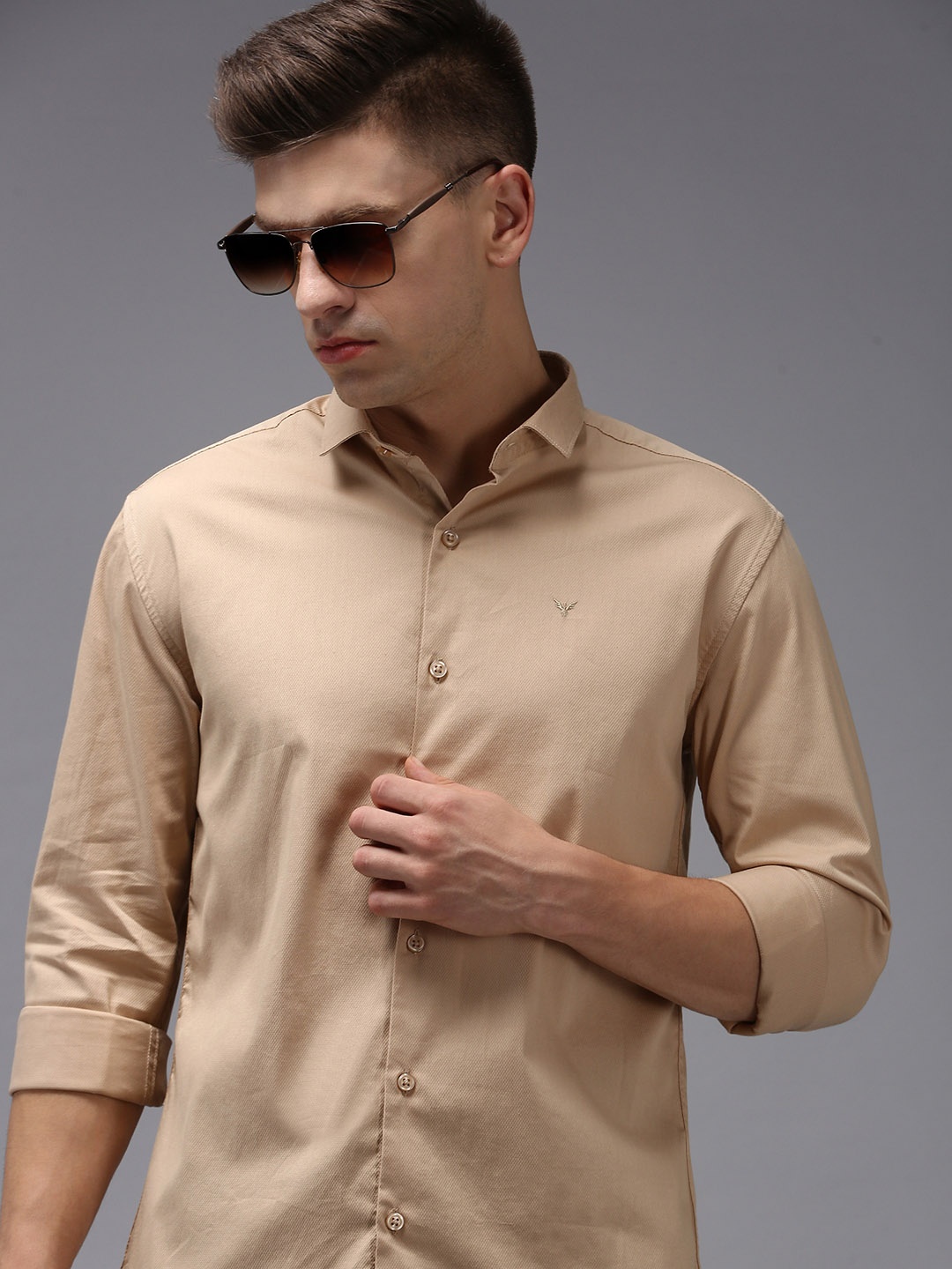 

SHOWOFF Men Beige Comfort Cotton Casual Shirt