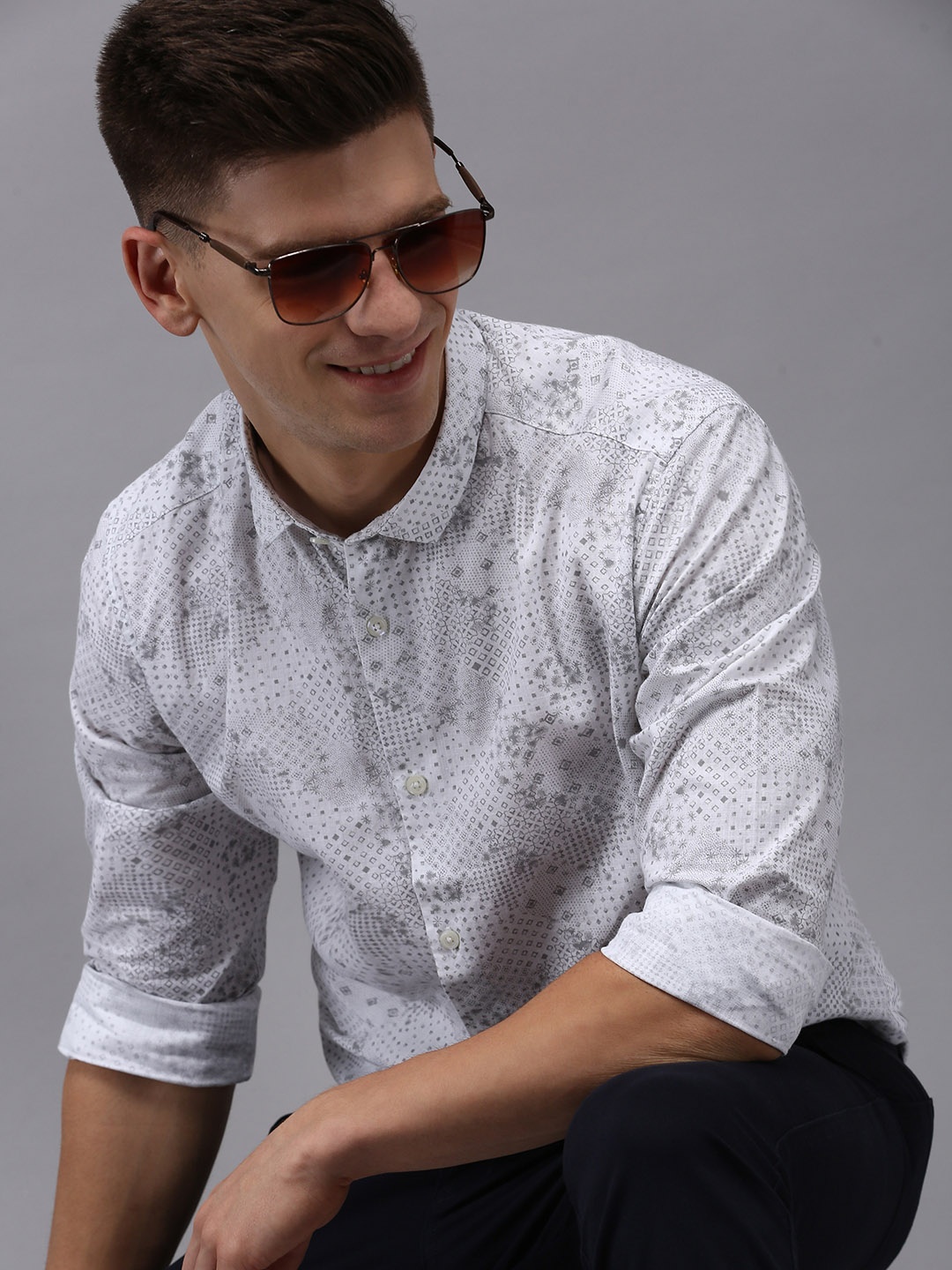 

SHOWOFF Men Comfort Printed Cotton Casual Shirt, White