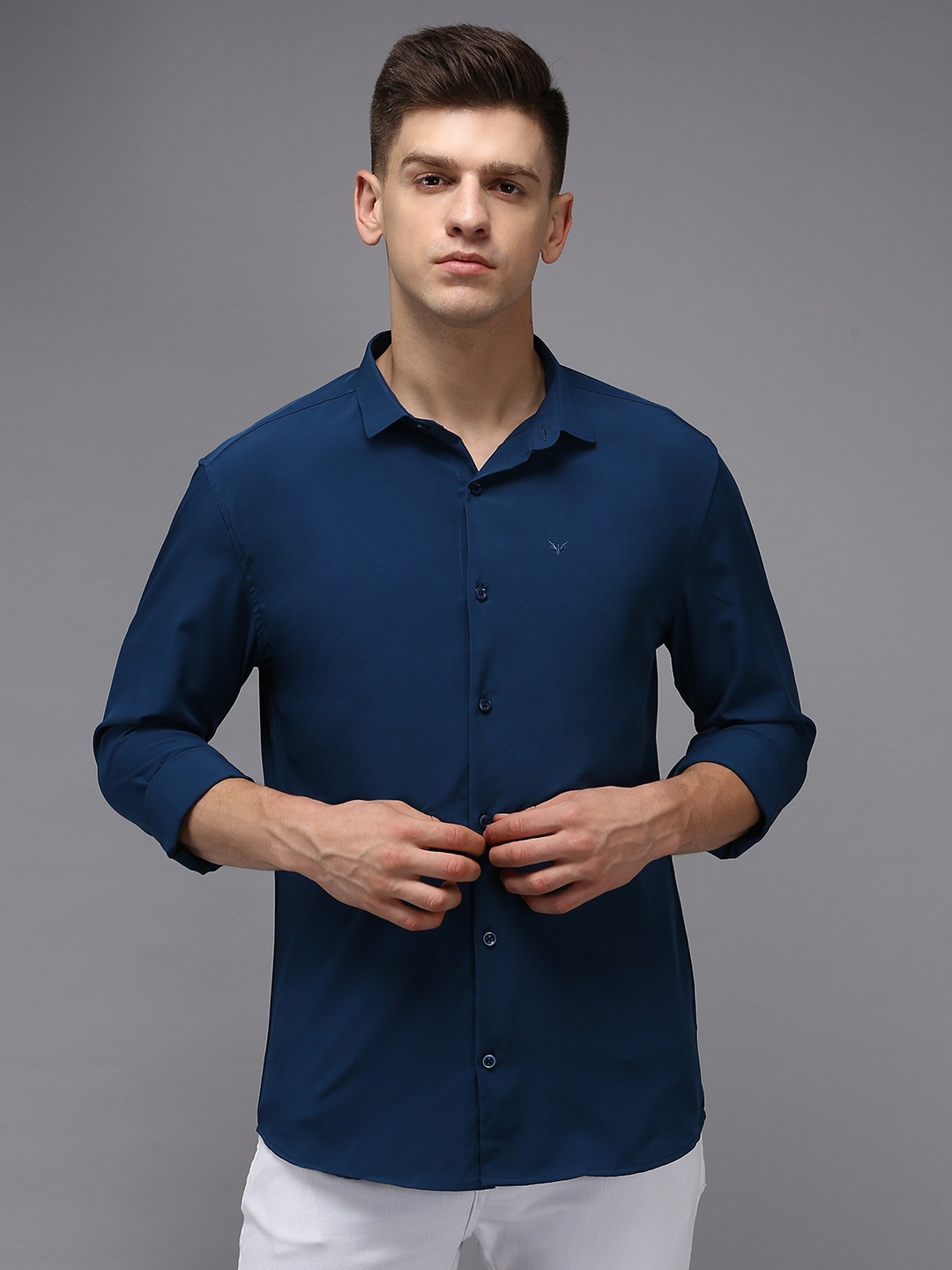 

SHOWOFF Spread Collar Classic Fit Casual Shirt, Teal