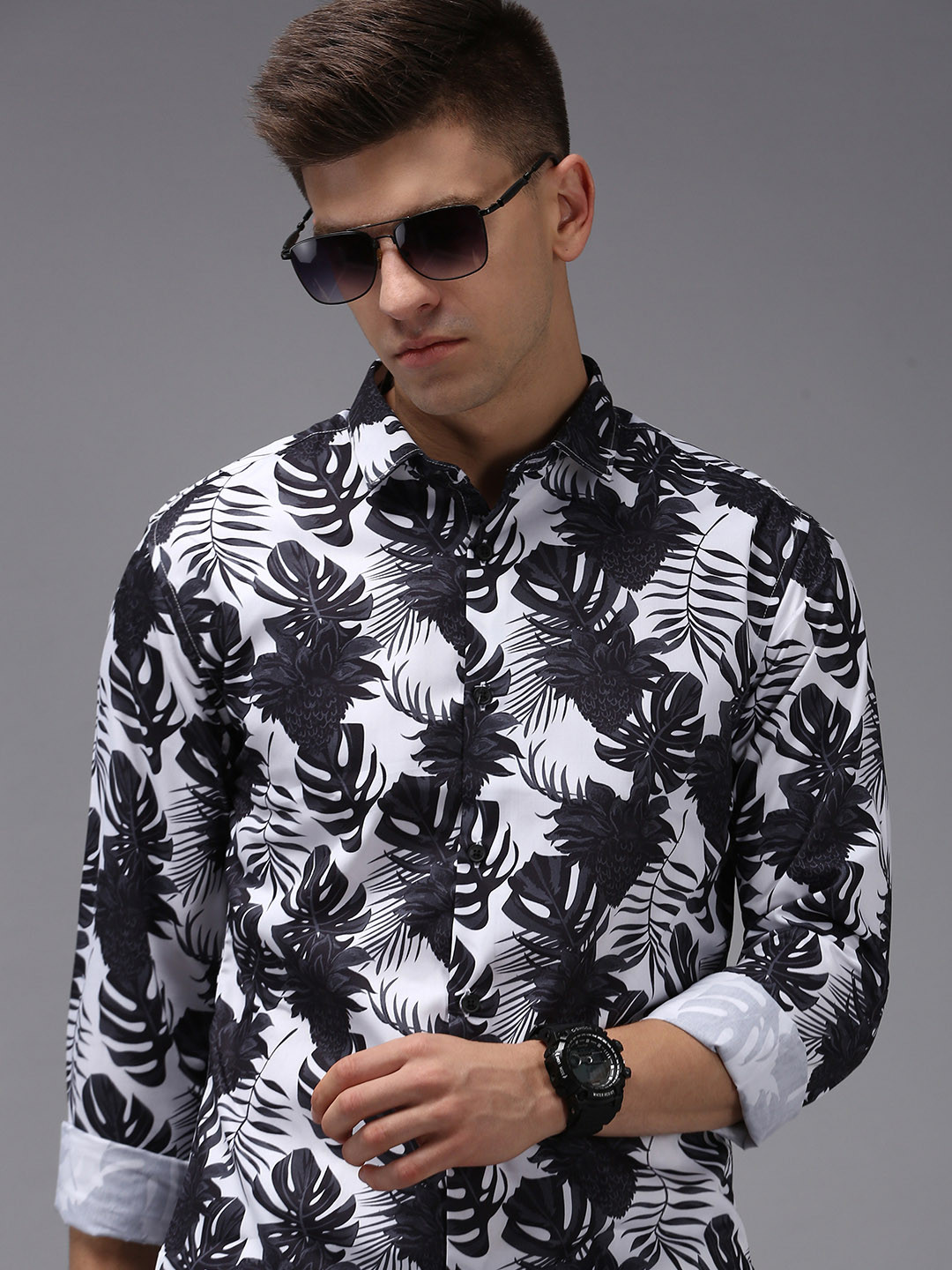

SHOWOFF Men White Comfort Floral Printed Cotton Casual Shirt